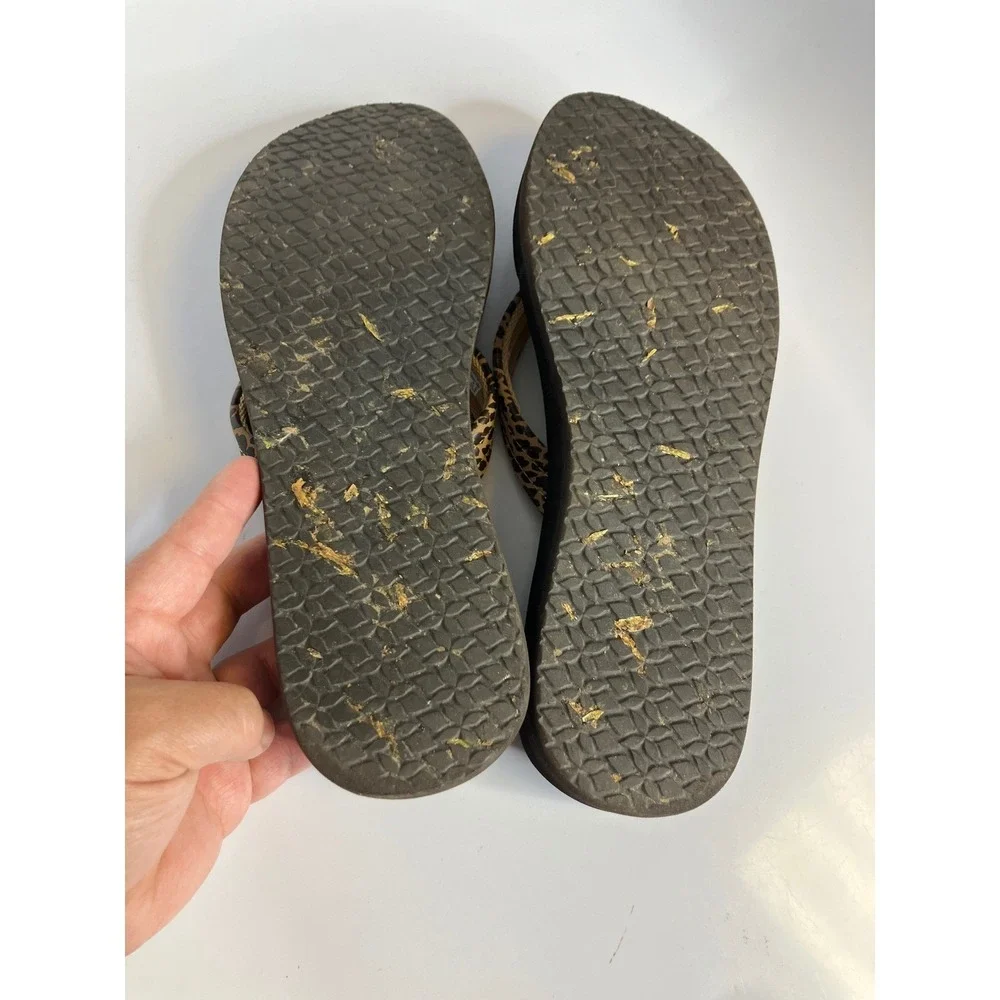 Reef Cushion Breeze Flip Flops Womens 12 Black Leopard Good Animal Print Sandals